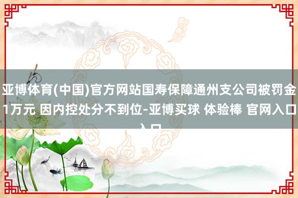 亚博体育(中国)官方网站国寿保障通州支公司被罚金1万元 因内控处分不到位-亚博买球 体验棒 官网入口