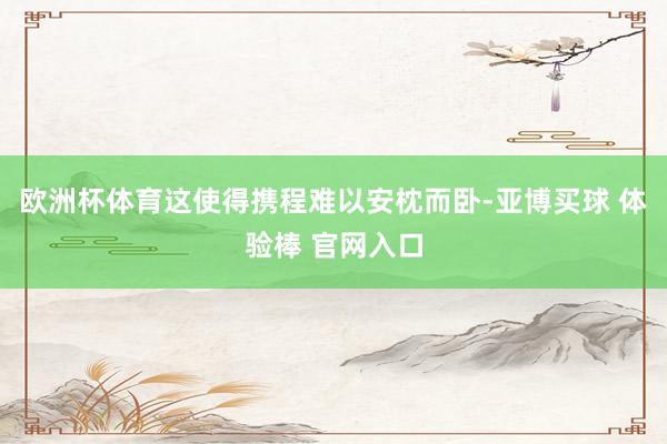 欧洲杯体育这使得携程难以安枕而卧-亚博买球 体验棒 官网入口