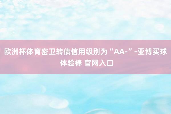 欧洲杯体育密卫转债信用级别为“AA-”-亚博买球 体验棒 官网入口